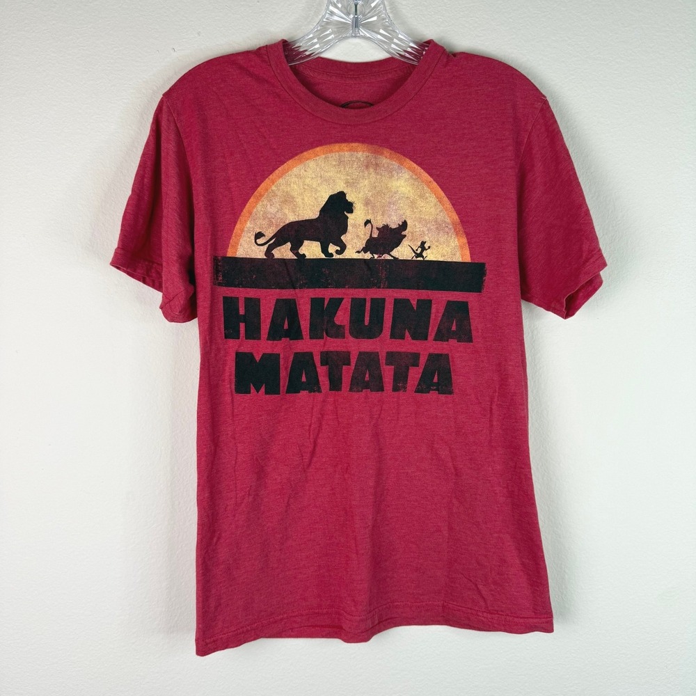 Disney T Shirt Mens Small Lion King Hakuna Matata Graphic Heather Red Tee